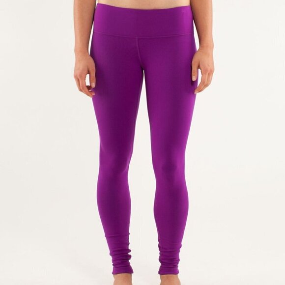 Lululemon Reversible Wunder Under Pant Leggings Dark Purple Black Size 4 - Picture 1 of 10